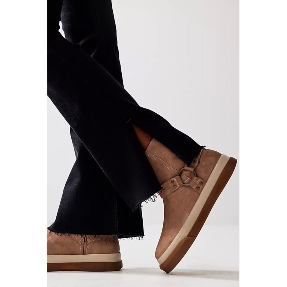 Free People Tan Suede Platform Ankle Boots